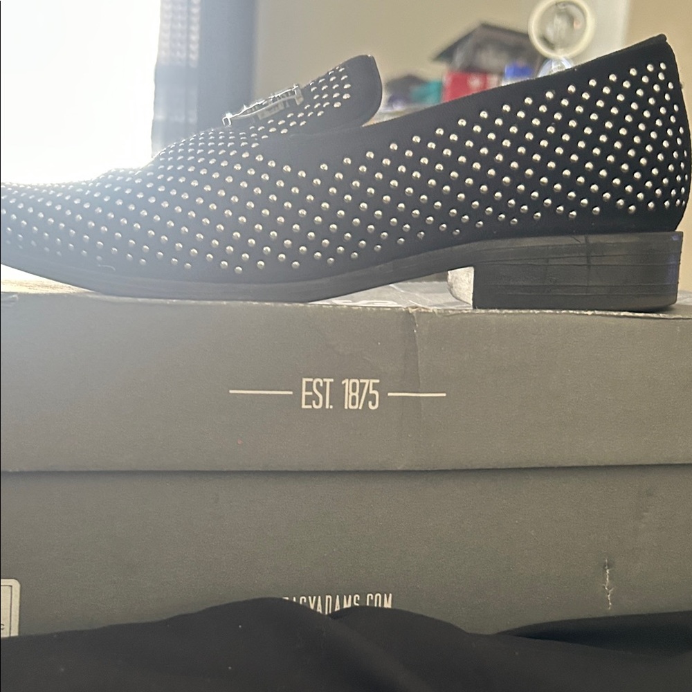 Stacy Adams Black Studded Loafers